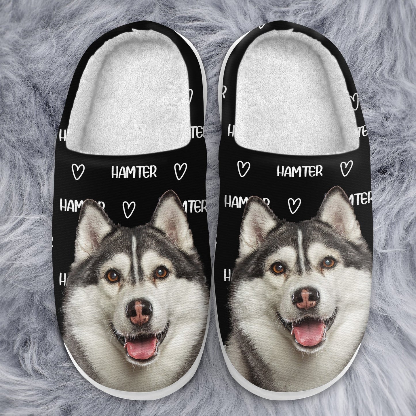 Custom Photo Pet Name - Gift For Pet Lovers - Personalized Fluffy Slippers