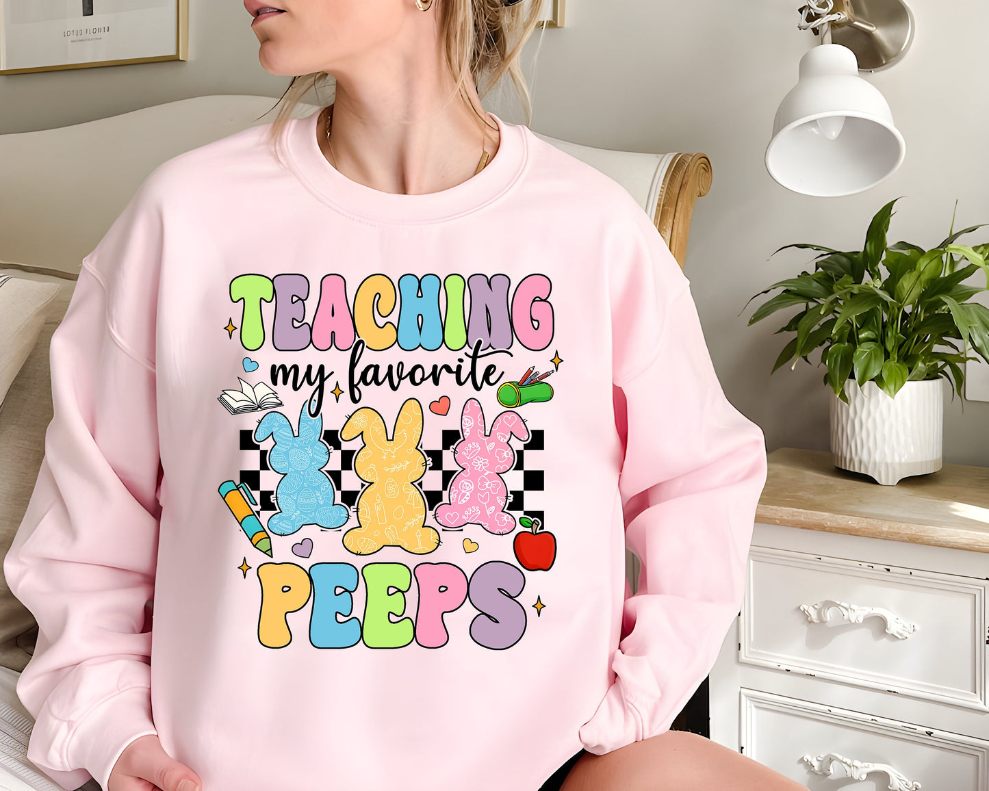 Teaching My Favorite Peeps Sweatshirt, Easter Shirt,Teacher Shirt,Easter Teacher Shirt,Teacher T-Shirt, Teacher Tee,Peeps T-Shirt,Easter Day