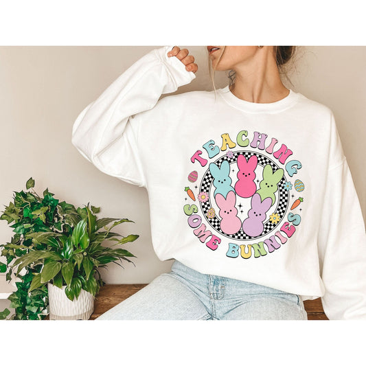 Múineadh Roinnt Bunnies Sweatshirt, Múinteoir Bunny Cásca T-léine, Cásca Múinteoir T-léine, Cásca Múinteoir Léine, Cásca, Cásca Bronntanas Do Mhúinteoirí