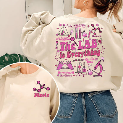 Geansaí Dathanna Compord Gach Rud sa tSaotharlann, Seachtain Saotharlainne 2024 TShirt Téama Oifigiúil, Hoodie Tech Lab Leighis, Grúpa Ainmneacha Pearsanta