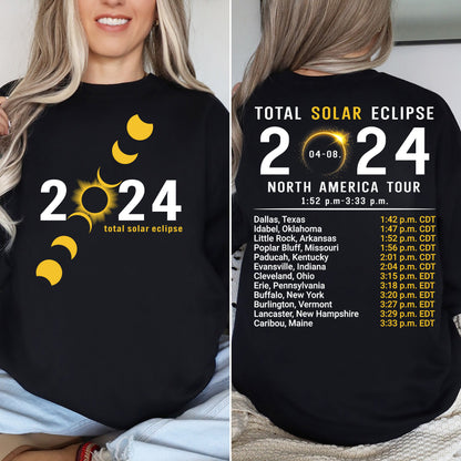 Total Solar Eclipse 2024 Shirt,Double-Sided Sweatshirt,April 8th 2024 Shirt,Eclipse Event 2024 Shirt,Celestial Shirt, Gift for Eclipse Lover