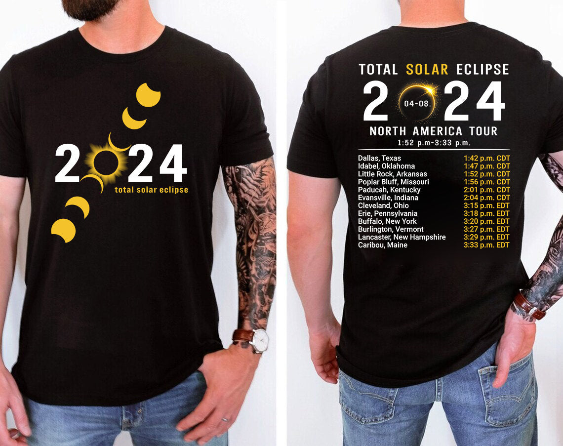 Total Solar Eclipse 2024 Shirt,Double-Sided Sweatshirt,April 8th 2024 Shirt,Eclipse Event 2024 Shirt,Celestial Shirt, Gift for Eclipse Lover