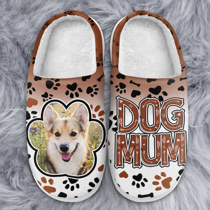 Custom Photo Dog Mom, Cat Mum, Fur Mama - Gift For Pet Lover, Women Who Love Dogs & Cats - Personalized Fluffy Slippers