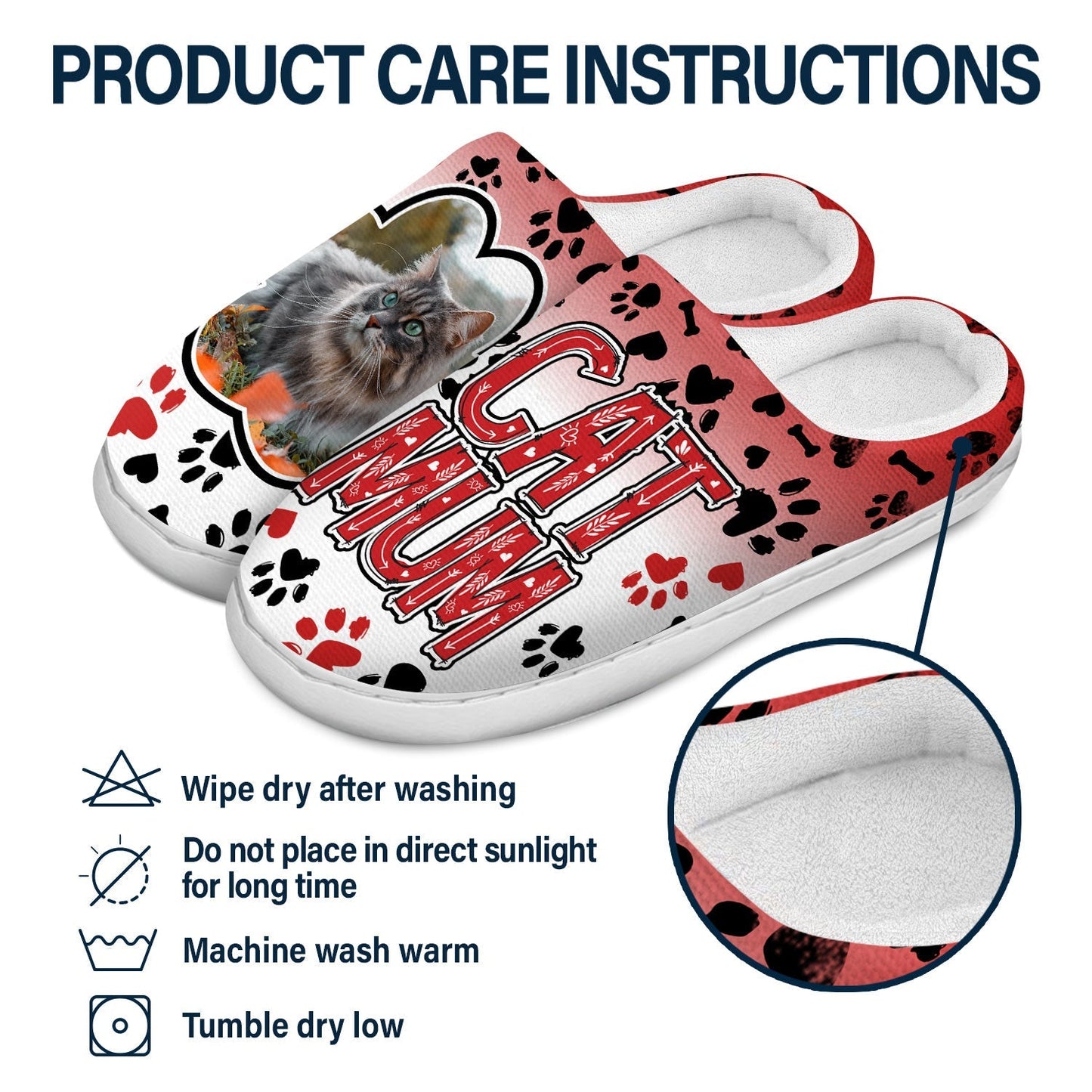 Custom Photo Dog Mom, Cat Mum, Fur Mama - Gift For Pet Lover, Women Who Love Dogs & Cats - Personalized Fluffy Slippers