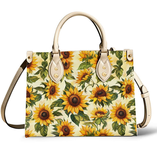 Leather Bag Happy Sunflowers