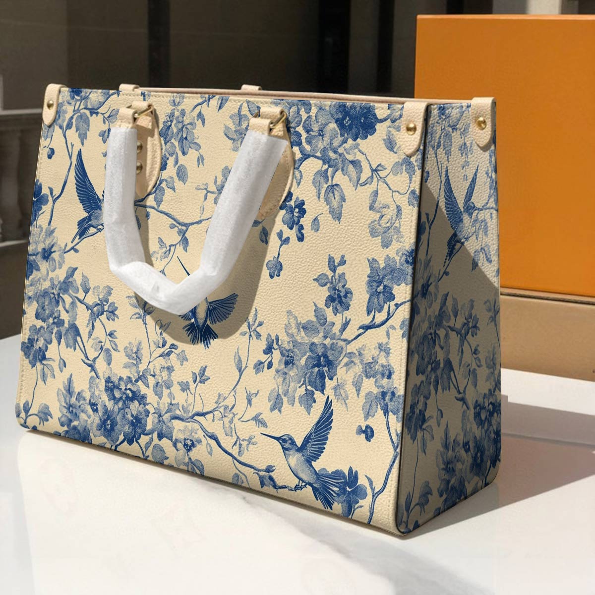 Hummingbird Leather Bag Chiffon Sky
