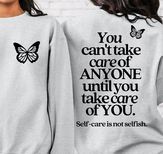 Take Care Of You Sweatshirt, Self-love Shirt, Inspirational Tee Shirt, Kindness Gift Shirt, Boho Shirt, Front Pocket T-shirt