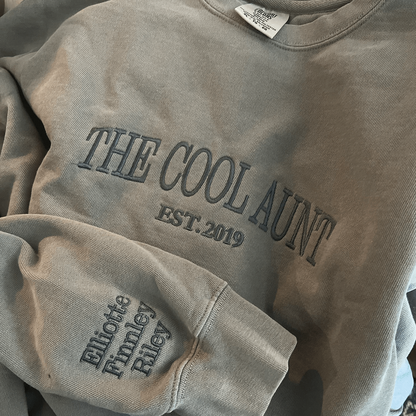 The Cool Aunt Sweatshirt with Custom Est Year, Personalized Gift for Aunt with Embroidered