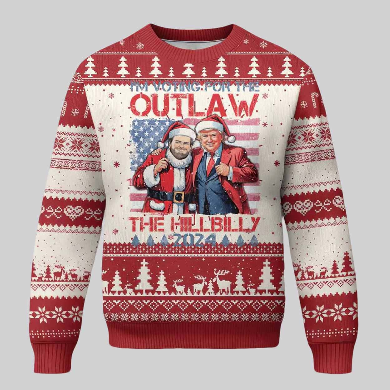 Trump 2024 I'm Voting For The Outlaw and The Hilly Ugly Christmas Sweater