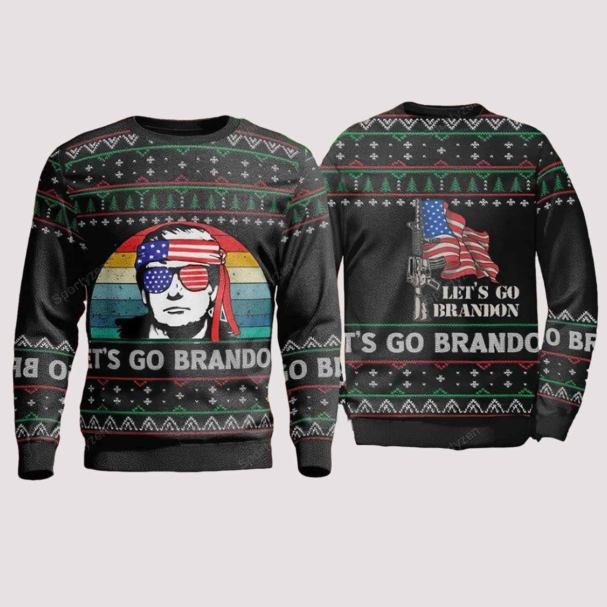 Trump America Let’s Go Brandon FJB Ugly Christmas Sweater