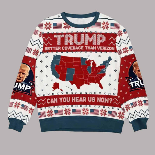 Trump Better Coverage Than Verizon Can You Hear Us Now Map Ugly Christmas Sweater