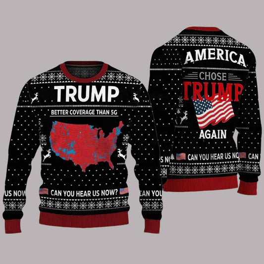 Trump Can you Hear Us Now Make America Great Again Ugly Christmas Sweater