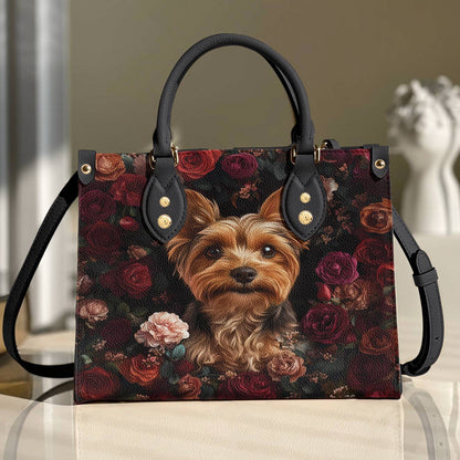 Yorkie Leather Bag Rosey Yorkie Charm