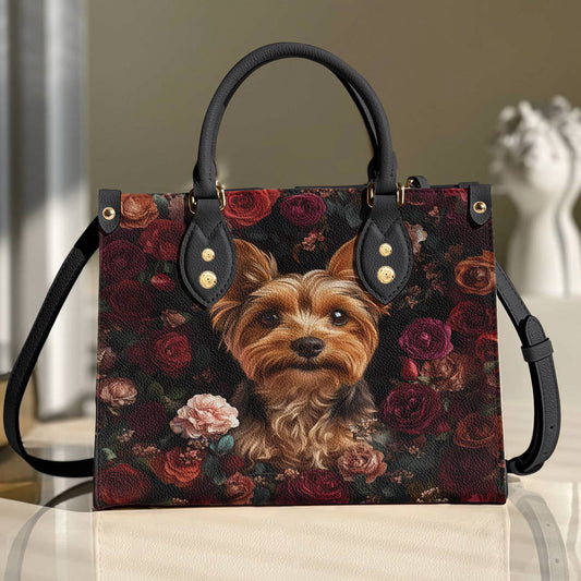 Yorkie Leather Bag Rosey Yorkie Charm