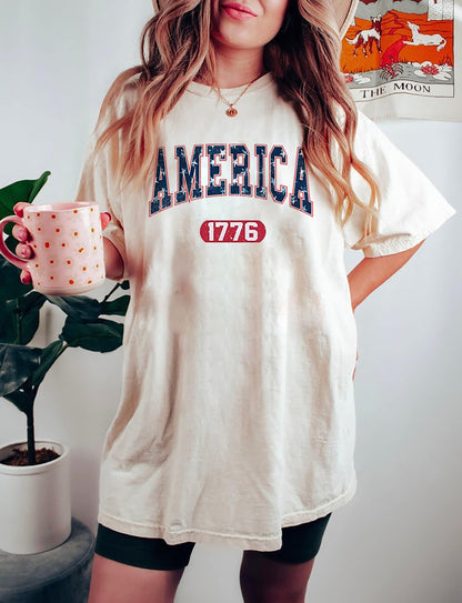 USA shirt, Summer BBQ t-shirt, Red White and Blue, America Tee, Women's 4th of July, Fourth of July Shirt T-Shirt, 1776 t shirt gift