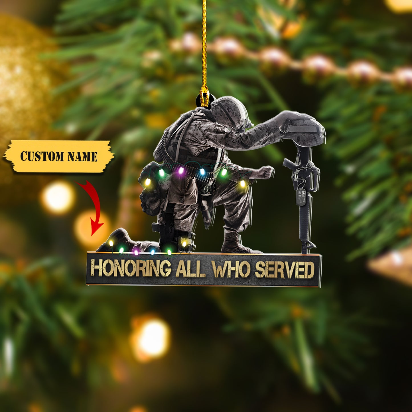 Veteran Kneeling - Personalized Christmas Ornament - Gift For Veteran, Custom Christmas Ornament, Ornament Christmas, Ornament For Gift