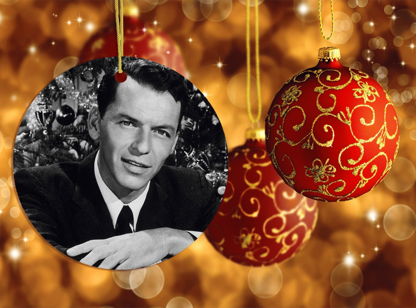 Vintage Frank Sinatra Christmas Ornament, Black and White Classic
