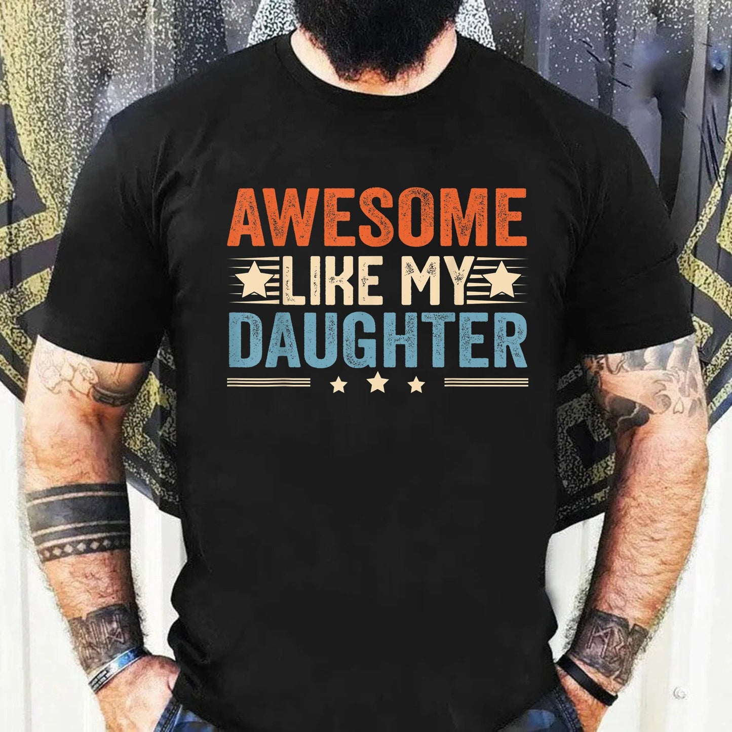 Vintage Retro Iontach Cosúil le mo Léine Iníon, Léine Greannmhar do na bhFear, Bronntanas Daide, Bronntanas ó Iníon go Daid, Bronntanas Fear céile, Bronntanas Greannmhar do Dhaid Shirt