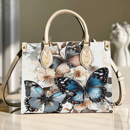 Leather Bag Charming Orchid Butterflies