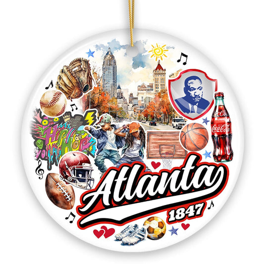 Artistic Canvas of Atlanta Ceramic Ornament, Vintage Georgia Cultural Souvenir and Gift