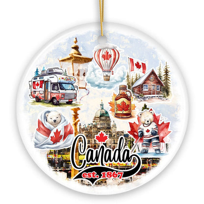 Canada Cultural Heritage and Traditions Artwork Ornament, Canadian Landmarks and Travel Christmas Gift
