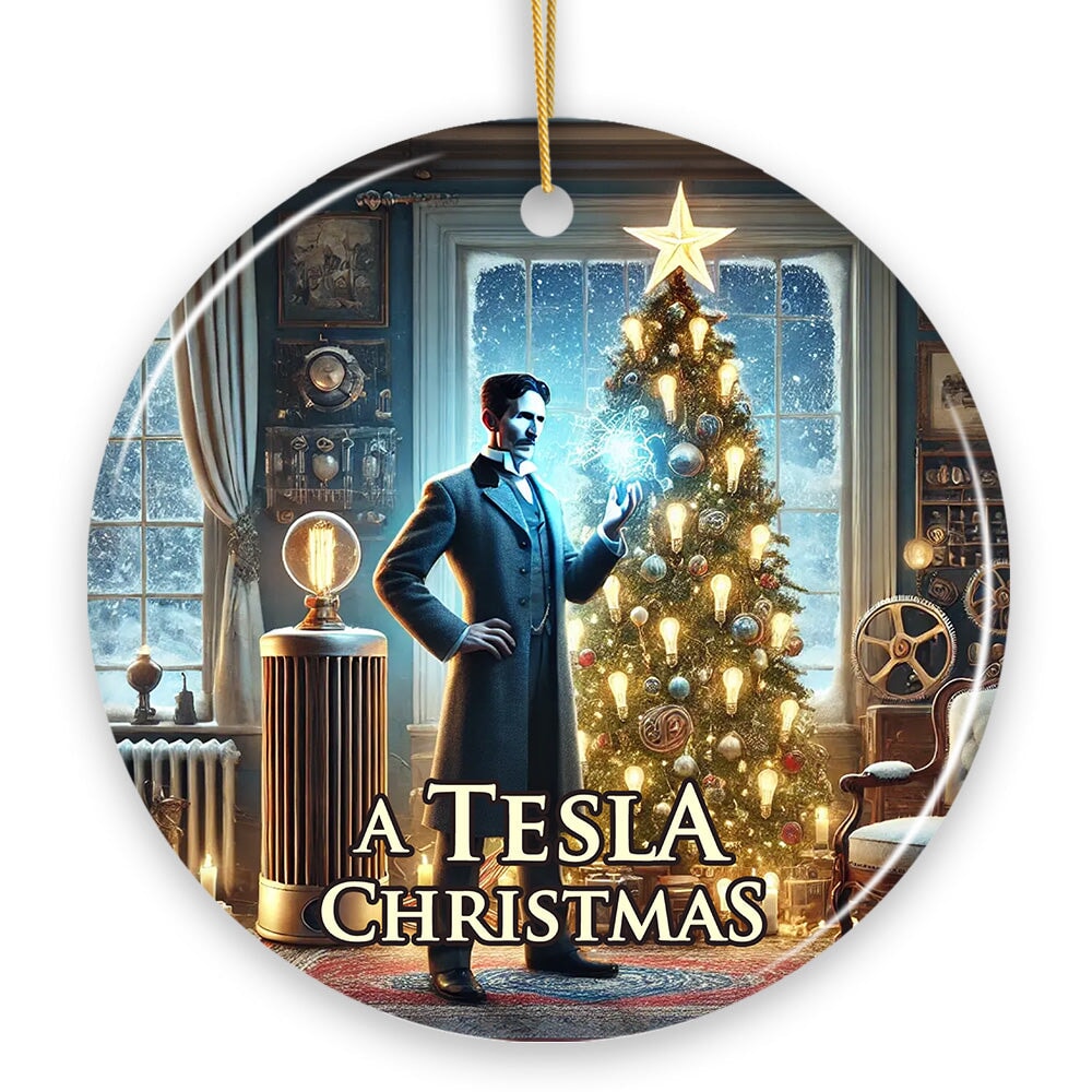 Nikola Tesla Christmas Ornament, Scientific Gift for Science Nerd or Teacher