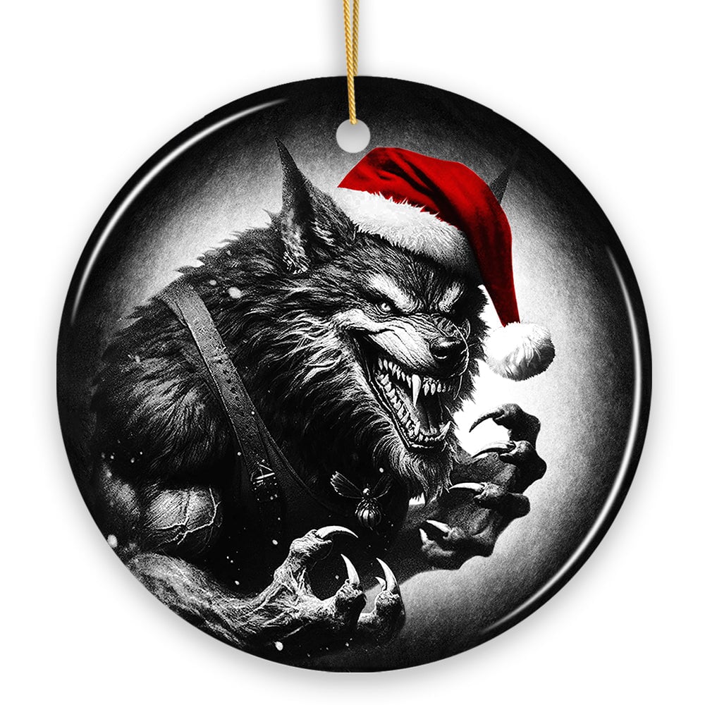 Vicious Werewolf Ceramic Ornament, Enigmatic Christmas Decoration for Halloween Tree