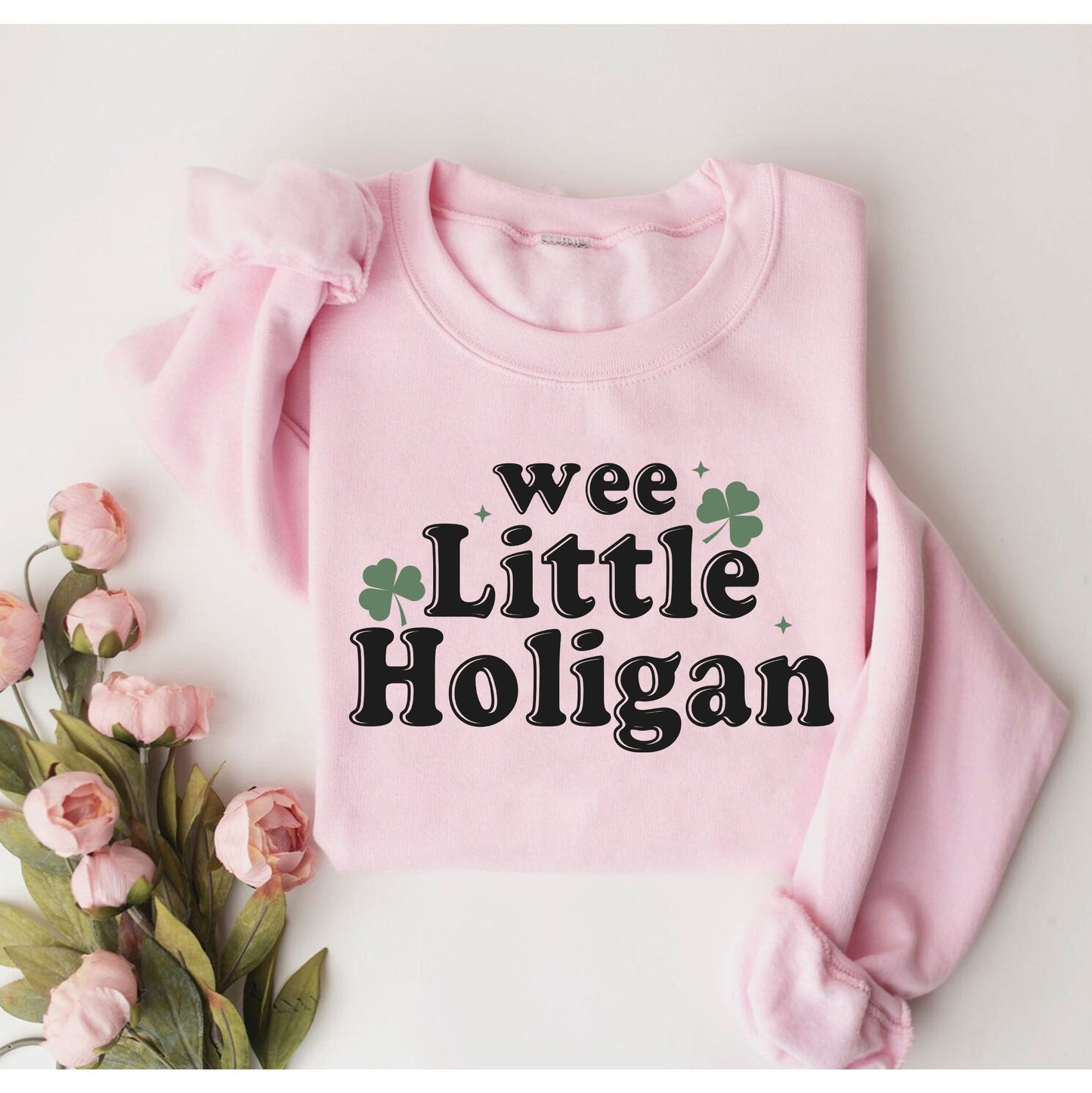 Sweatshirt Kid Wee Little Hooligan - Pullover Páistí Lá Fhéile Pádraig - Muineál Criú Nádúrtha Vintage