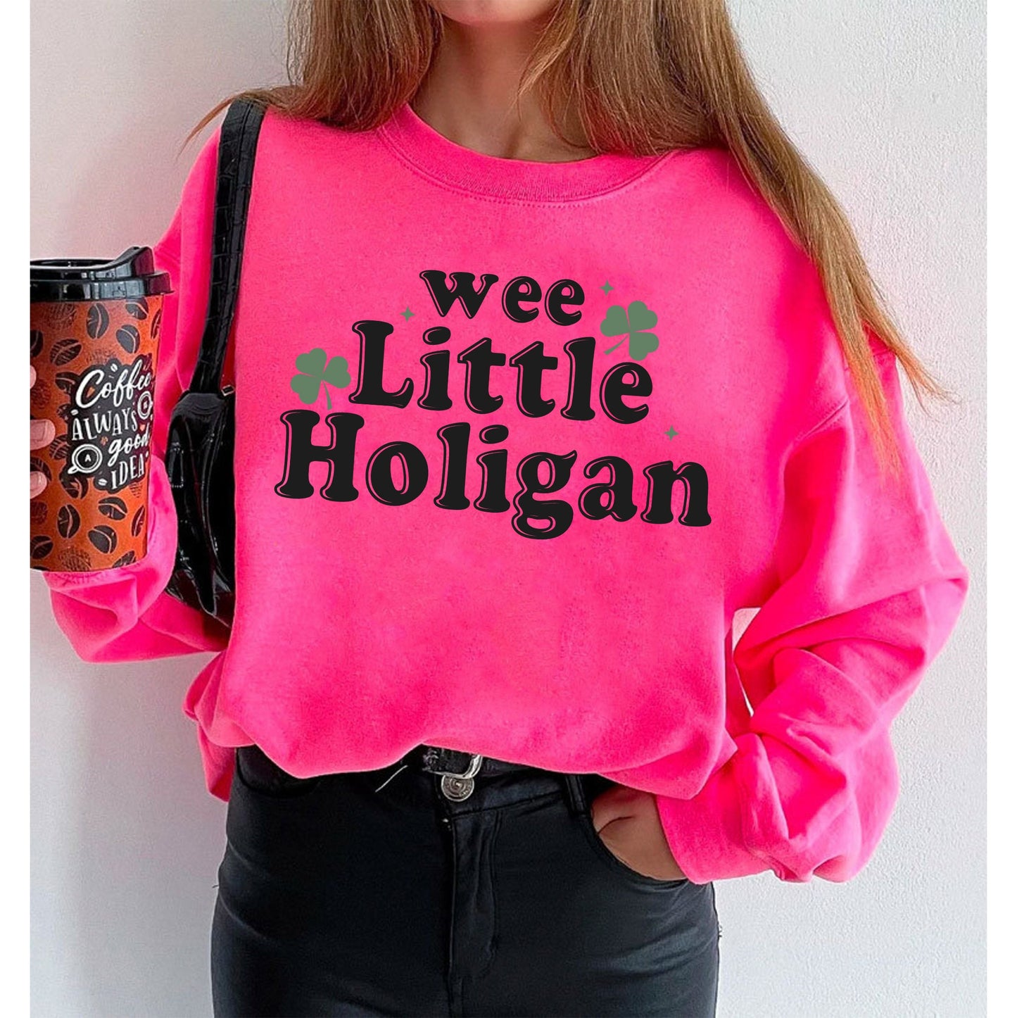 Sweatshirt Kid Wee Little Hooligan - Pullover Páistí Lá Fhéile Pádraig - Muineál Criú Nádúrtha Vintage