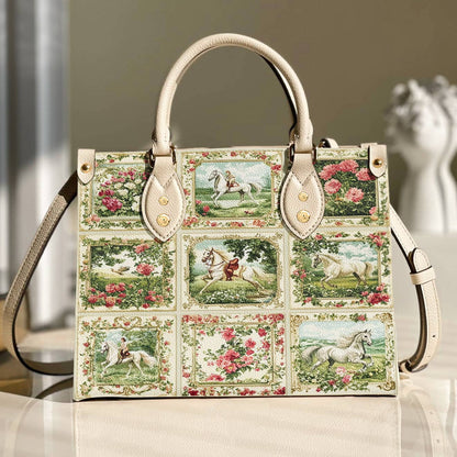 Leather Bag Horse Charm Floral Grace