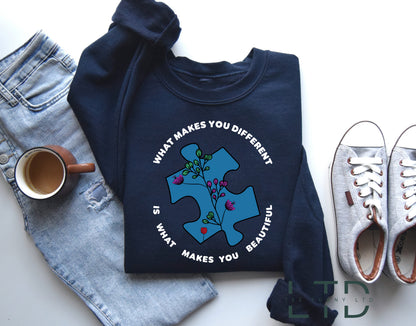 What Makes You Different Is What Makes You Beautiful, Autism Awareness Shirt, Autism Acceptance Autism Shirt Autism Month, Autism Sweatshirt