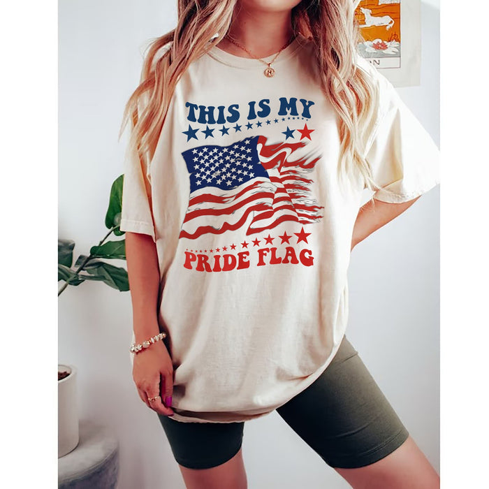 Women's Men's This is my pride flag T-shirt Patriotic USA American Flag 4th of July Independence day Father's day Gift Tee Shirt