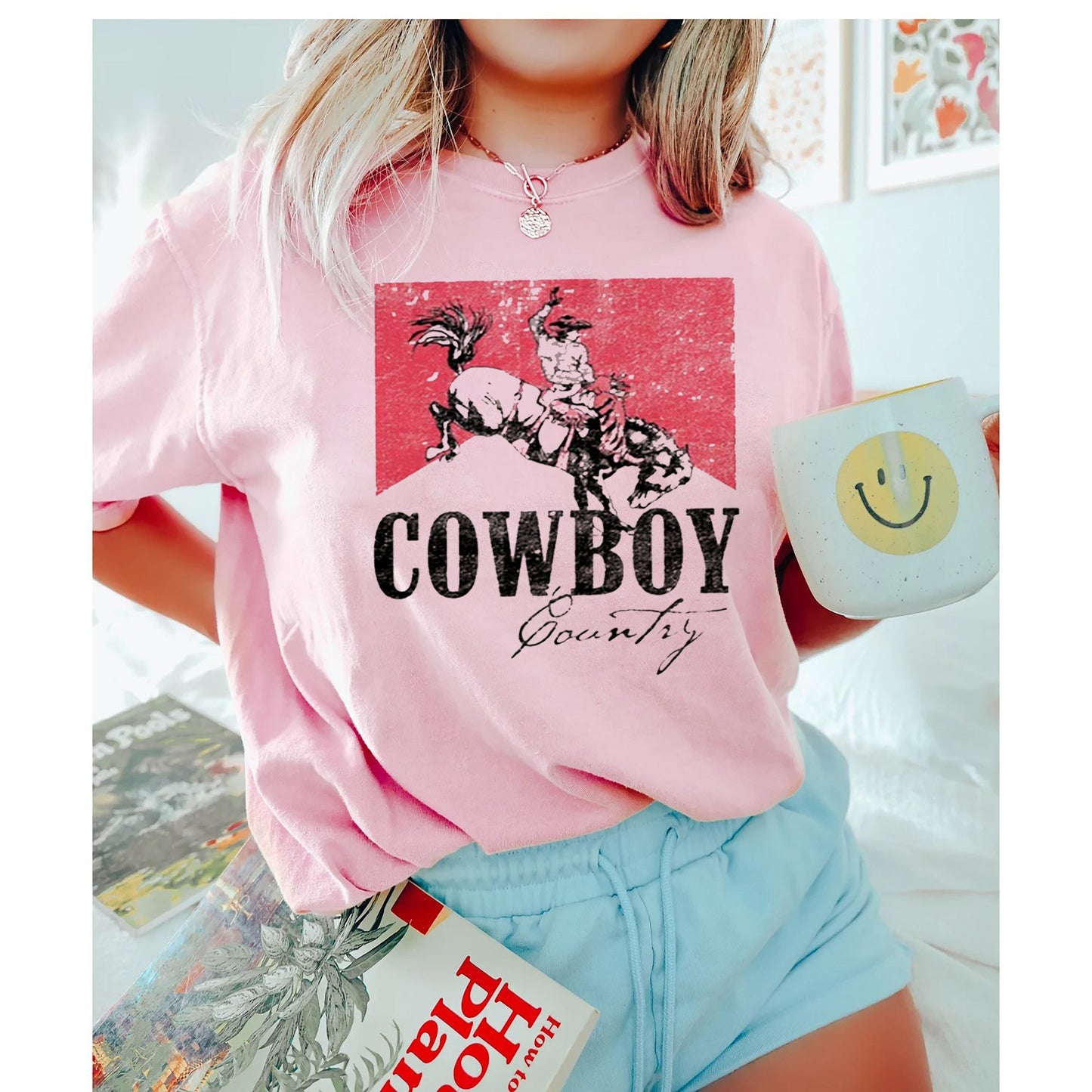Tír na mBó Thiar, Léine Rodeo Bándearg, Léine Tí Vintage Inspired, Tee Grafach an Iarthair, T-léine Retro, T-léine fear céile greannmhar, T-léine fear céile greannmhar, Deisceart