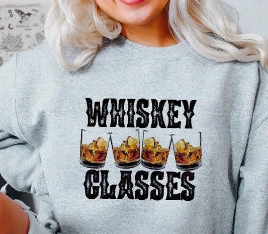 Whiskey Glasses Sweatshirt, Cowgirl Graphic T Shirt Women's Trendy Western Country Concert Tee Sorority VSCO T Shirt