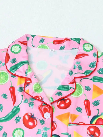 Women's All Over Floral Print Top & Elastic Waist Shorts Pajama Two-piece Set,Pajama set Casual Comfy Short Sleeve Top & Shorts Pj Set, Ladies Sleepwear for All Seasons, Pajamas