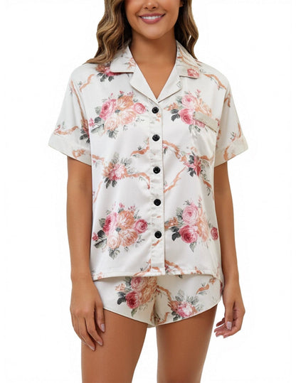 Womens' Silk Satin Pajama Short Sets 2 Piece Silk Pjs Set Cozy Sleepwear Sexy Summer Pajamas set