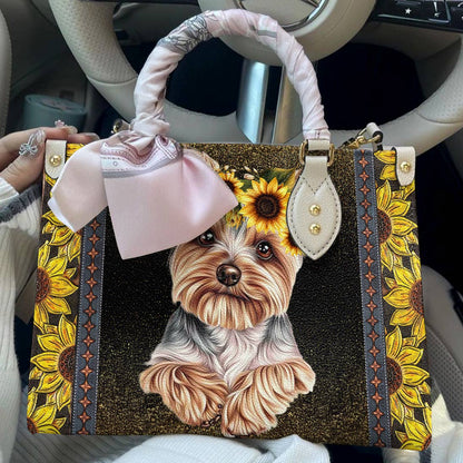 Yorkie Leather Bag You Are My Sunshine
