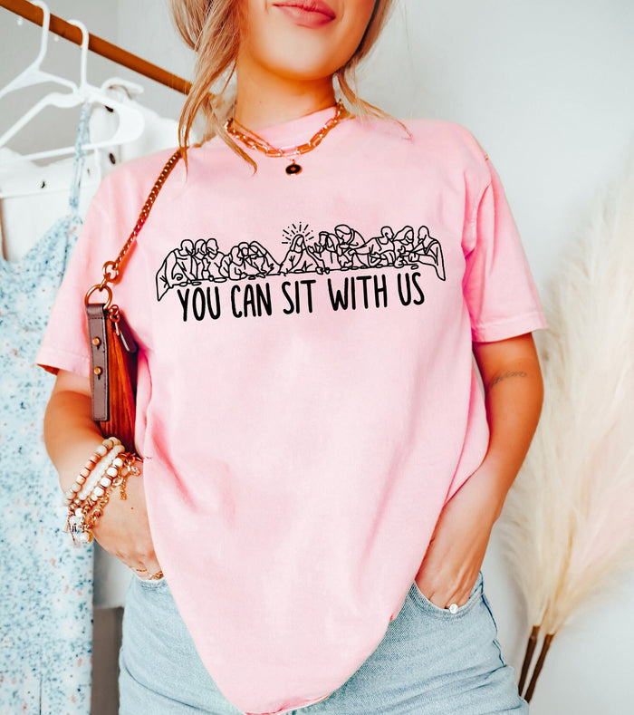 You Can Sit With Us Shirt, Christian T-Shirt, Religious Gift, Jesus Sweatshirt, Christian Church Tees, Easter Lords, Kindness Faith Based