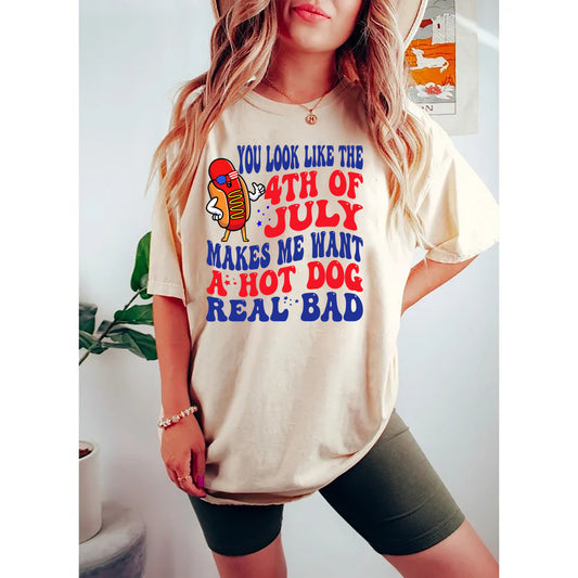 Breathnaíonn Tú Cosúil leis an 4ú Iúil Léine Retro Ceathrú Mí Iúil Léine Greannmhar Lá Saoirse Léine Hotdog Léine Merica Usa Patriotic Tee Gift