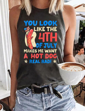 You Look Like The 4th Of July, Makes Me Want A Hot Dog Real Bad Shirt, Independence Day Tee, Funny 4th July Shirt, Hot Dog Lover Shirt1