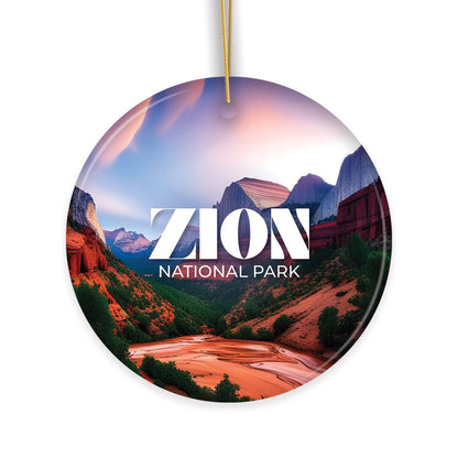 Zion National Park Retro Ornament, Utah Tourist Attraction Souvenir and Gift