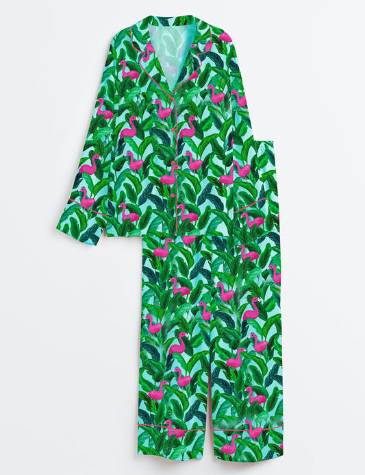 Women's Palm Springs Long Sleeve Satin Pajama Set