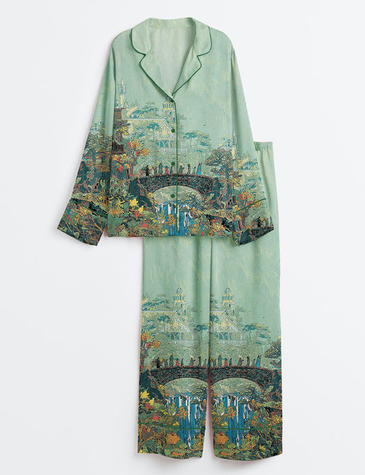 Women’s Lord Of The Rings Fantasy Fellowship Long Sleeve Satin Pajama Set