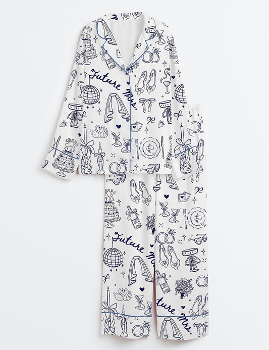 Women’s Future Mrs Bride To Be Gift In My Engaged Era Long Sleeve Satin Pajama Set