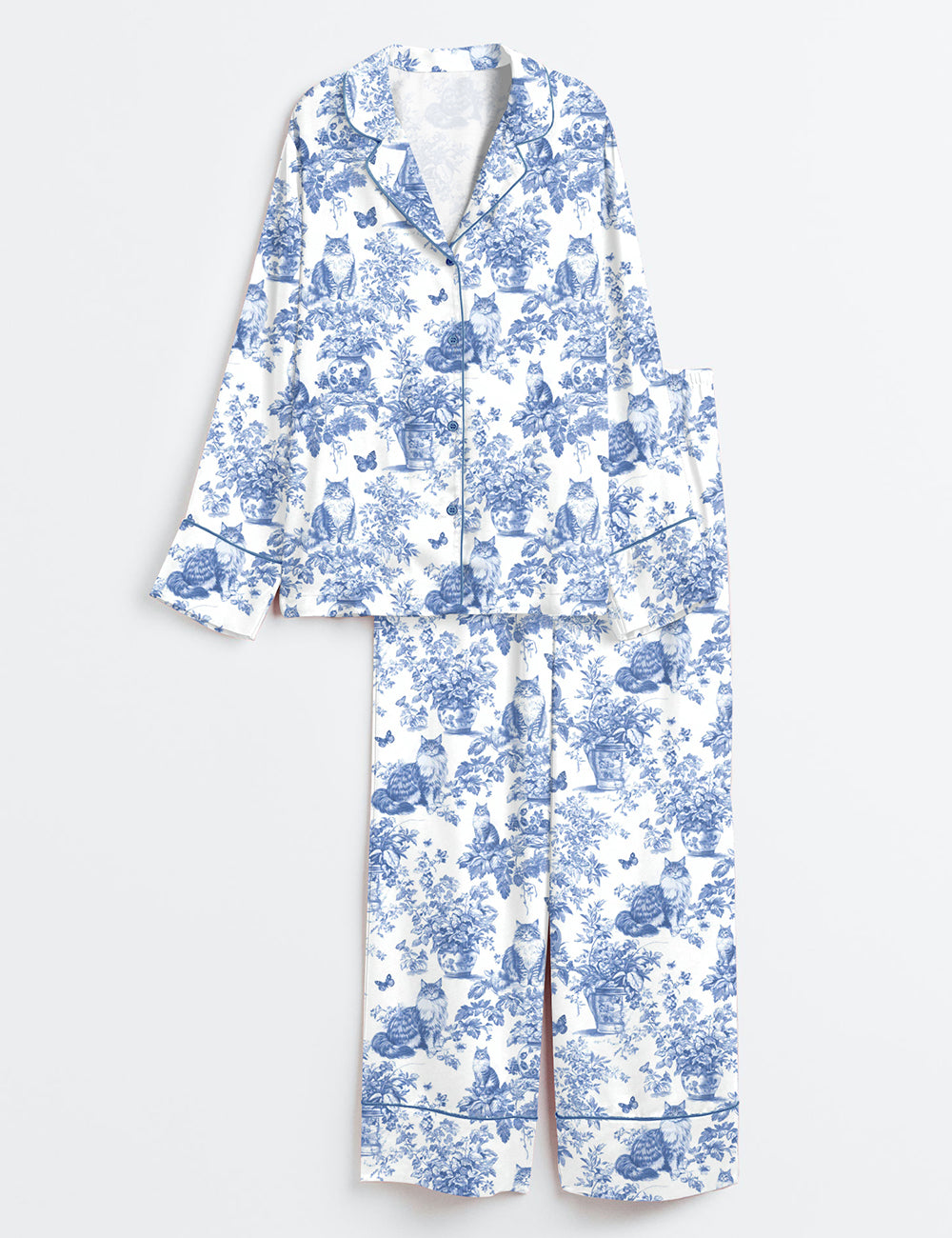 Women’s Maine Coon Cat Cat Lover Long Sleeve Satin Pajama Set