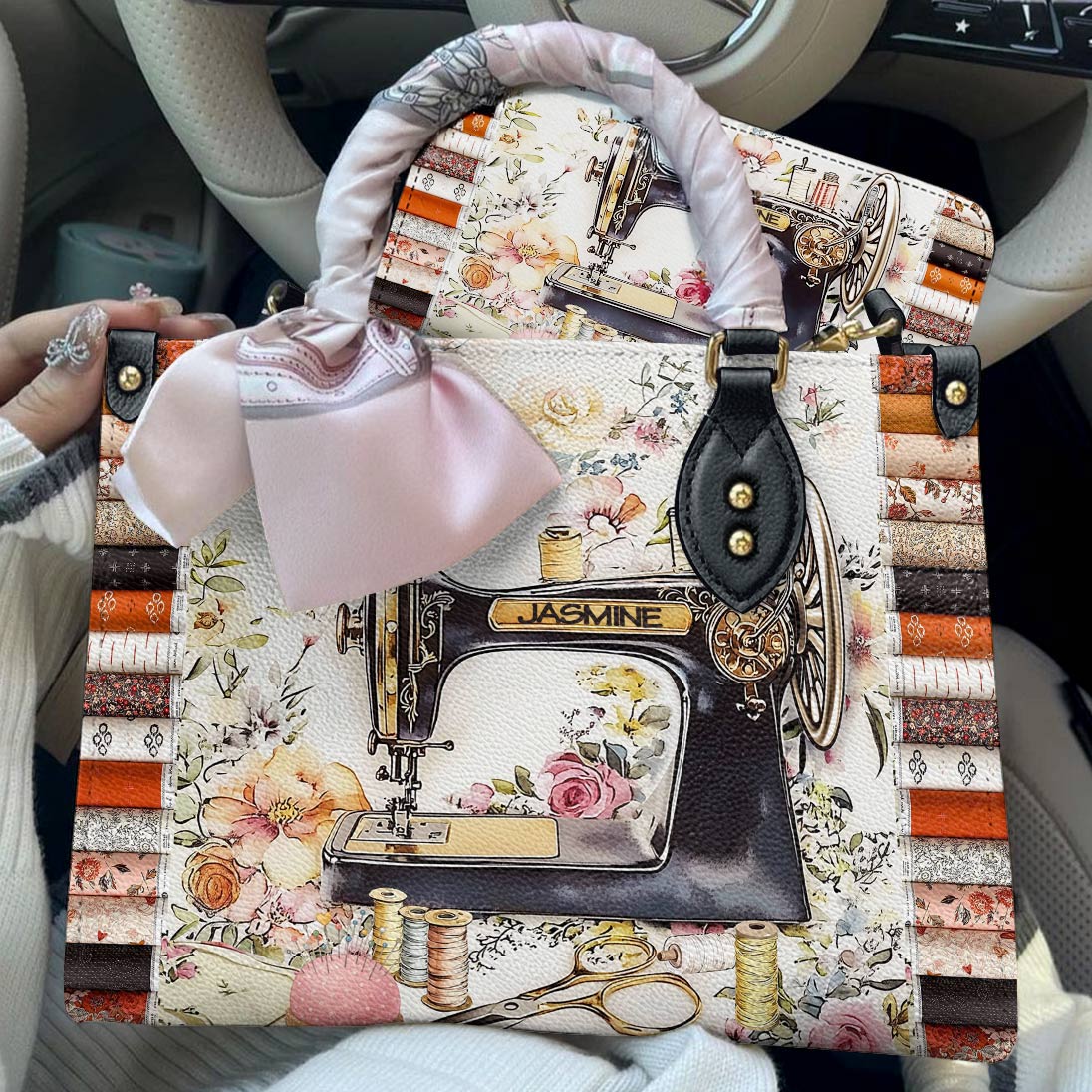 Lorva Personalized Sewing Leather Bag Vintage Bloom
