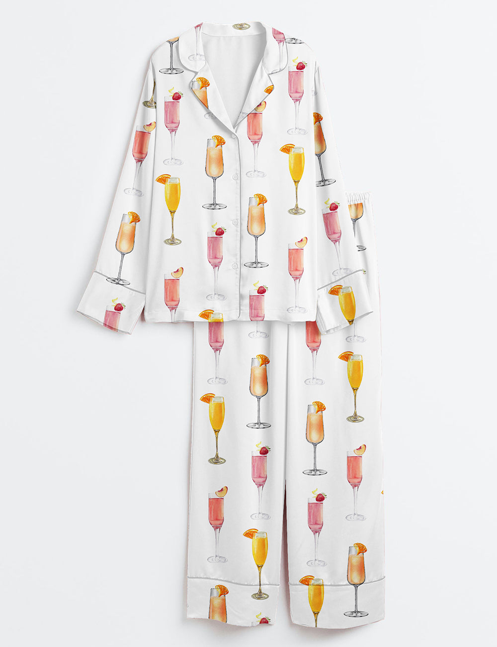 Women’s Best Champagne For Mimosas Long Sleeve Satin Pajama Set