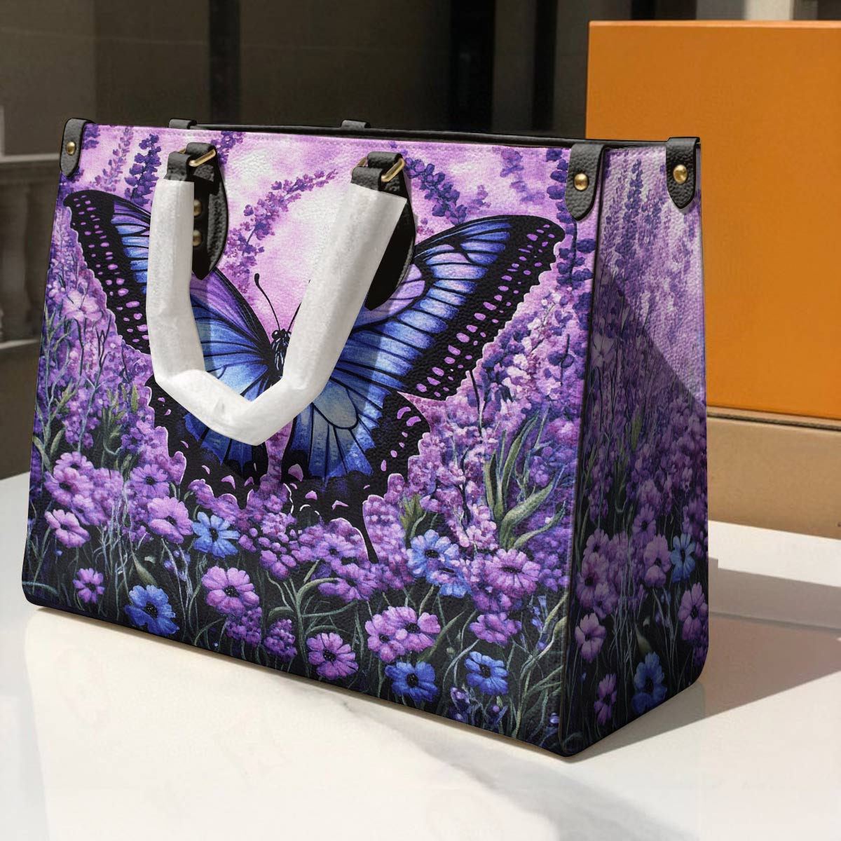 Butterfly Leather Bag Lavender Flight