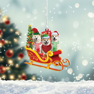 Akita Inu-Dog Christmas Sleigh Car-Two Sided Ornament-Car Ornament, Ornament Decoration, Ornament Christmas - TeeZworldVN