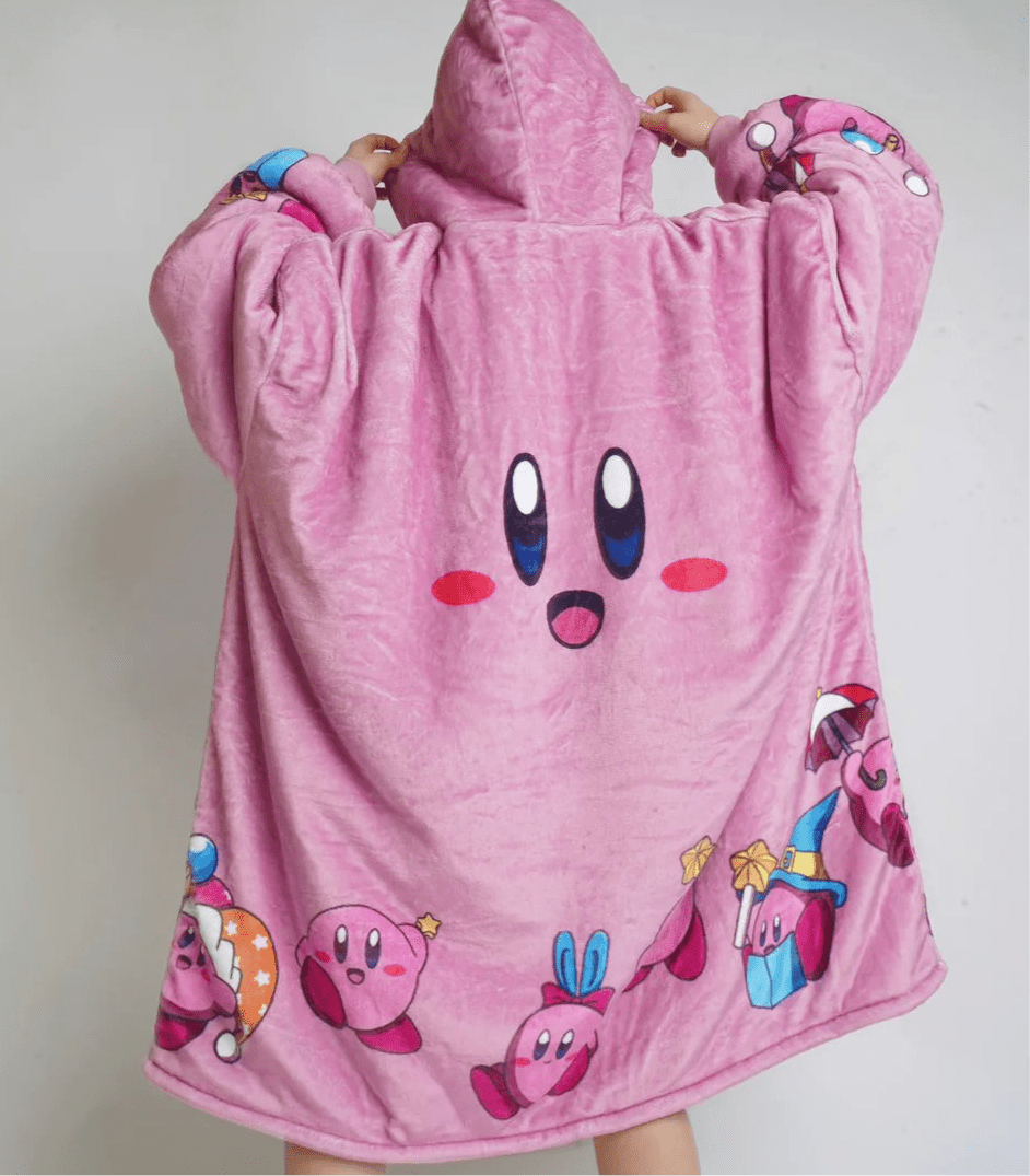 Kirby wearable Blanket Hoodie  oversize snuggle Sherpa unisex adults and kids